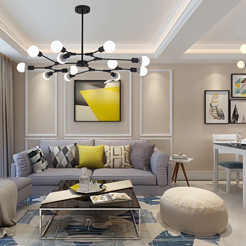 Postmodern Bare Bulb Hanging Light Metal Chandelier Light for Dining Room