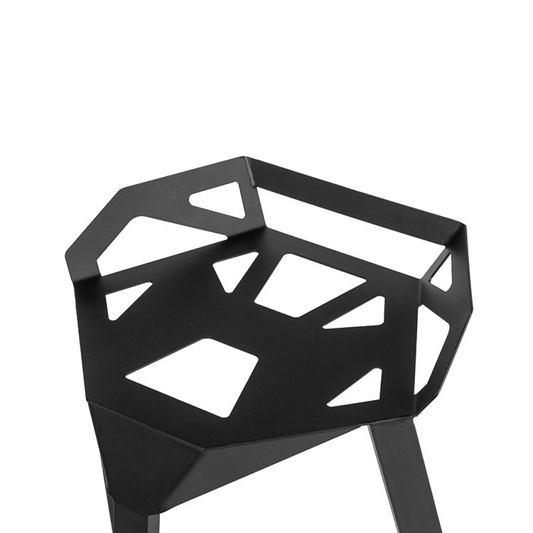 Industrial Low Back Bar Stool Metal Counter Height Stool in Black