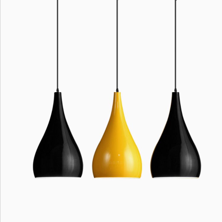 Tränendrop -geformte Decke Anhänger Makkaron Metall 1 Licht Speiseraum Leuchte Leuchte