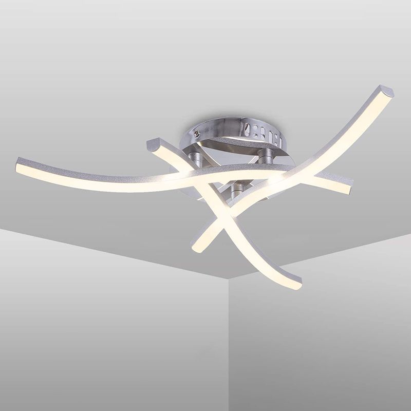 Crossed Line Living Room Semi Mount Lighting Metal LED Contemporary Close to Ceiling Lighting in Chrome