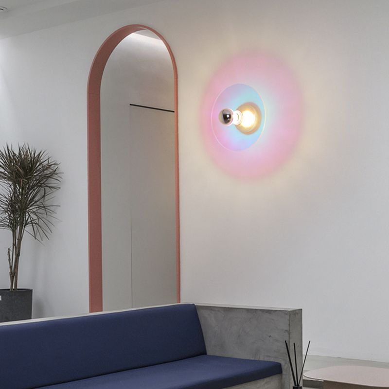 Round Wall Lighting Fixtures Modern Style Metal 1 Light Wall Lighting