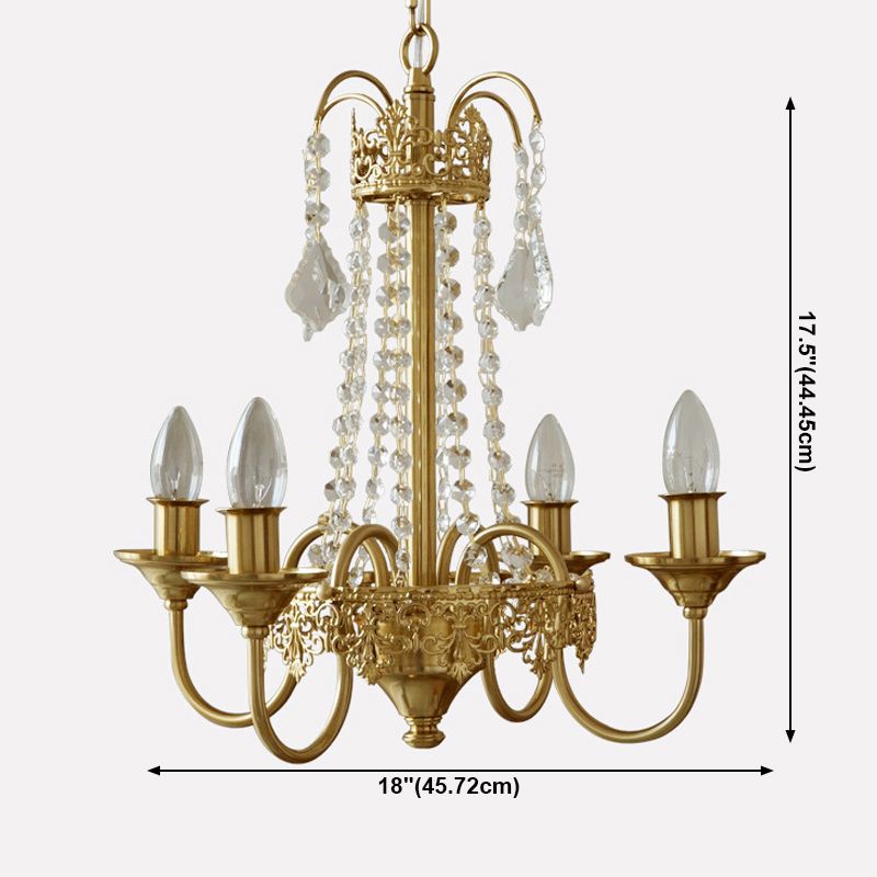 Candle Suspended Lighting Fixture American Style 5-Head Hanging Pendant Lights for Living Room