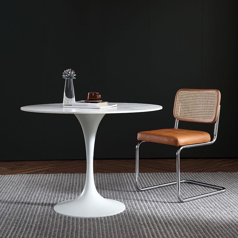 Stone Top Dining Table Modern Round Dining Table with Pedestal Base