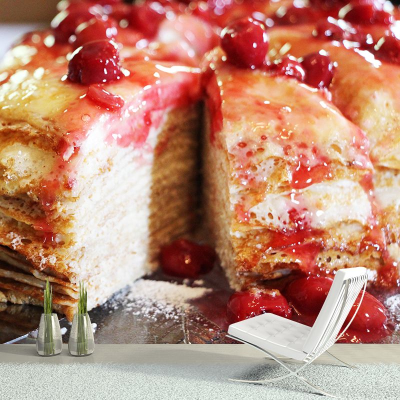 Cake Dessert Mural Wallpaper Moisture Resistant for Cake Shop, Personalized Size Available