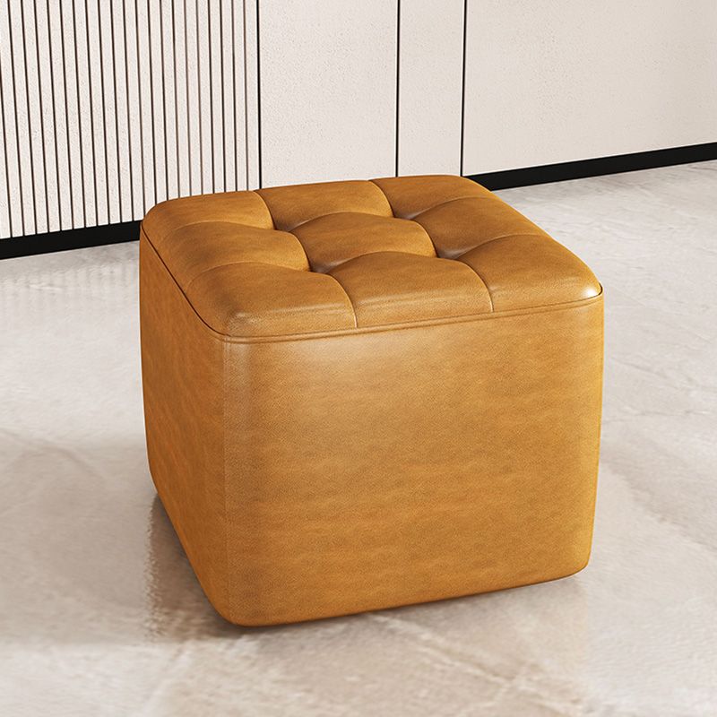 Contemporary Bedroom Square Ottoman Leather Foot Stool without Legs