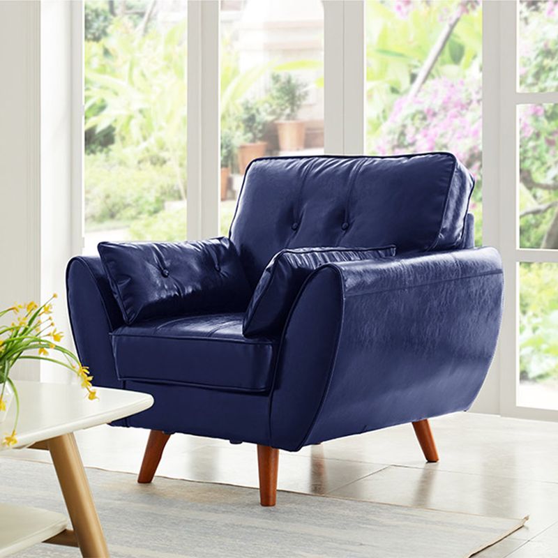 Faux Leather Contemporary Tufted Standard Flared Arm Settee Sofa