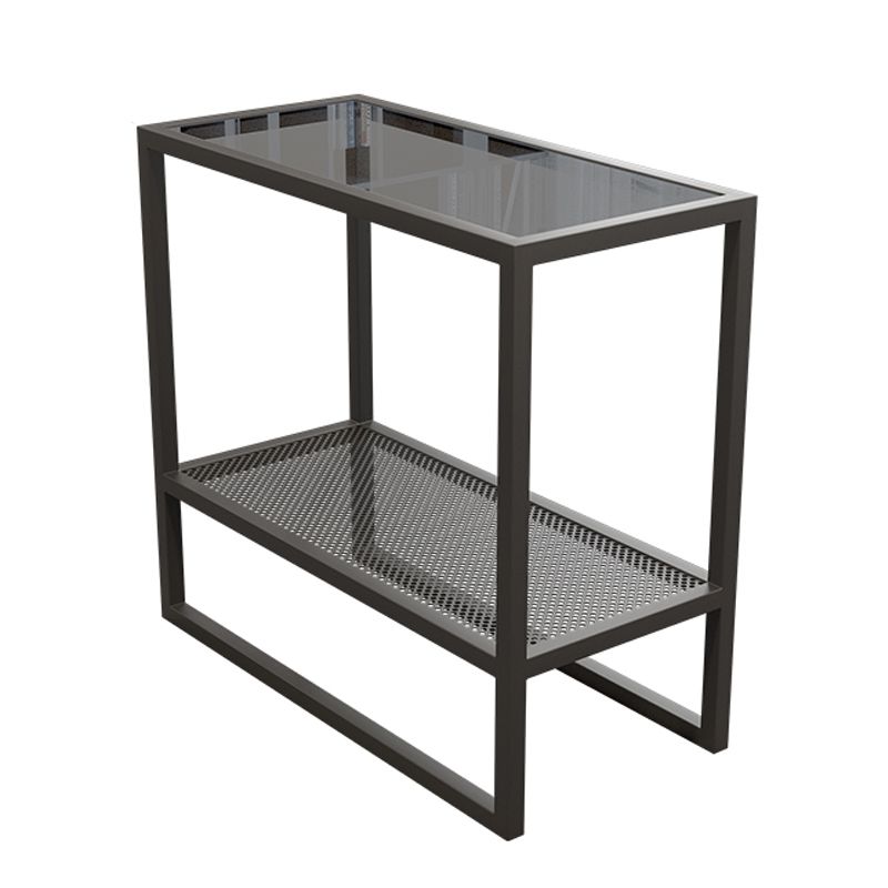 Modern Glass Sled End Table Minimalist  Rectangular Corner Table