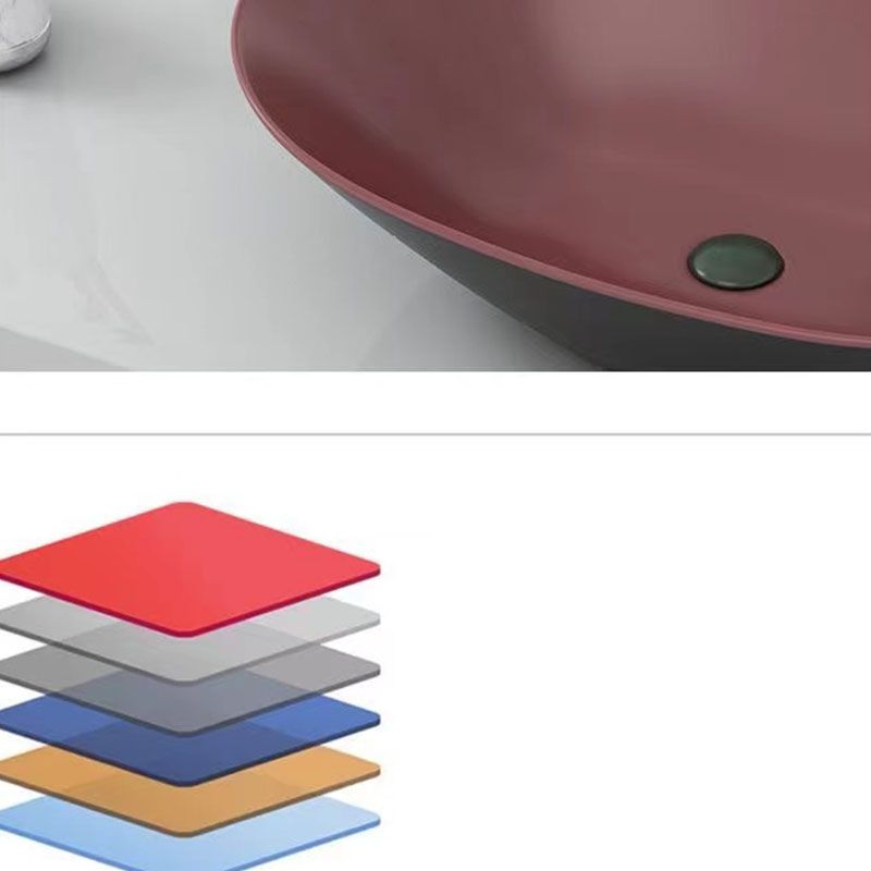 Modern Vessel Bathroom Sink Oval-shape Porcelain Vessel Lavatory Sink