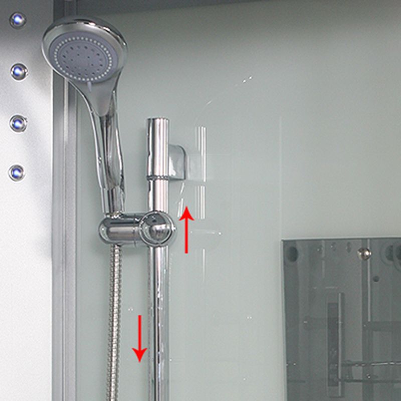 Double Sliding Shower Stall Round Shower Stall with Light and Towel Bar