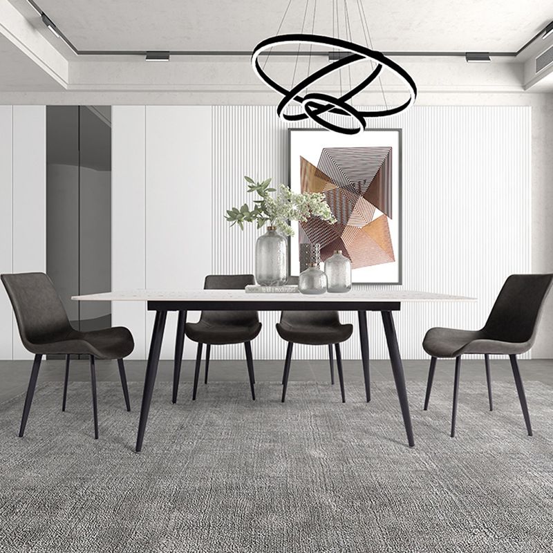 Minimalist Dining Table Set with Sintered Stone Dining Table and Upholstered Chairs