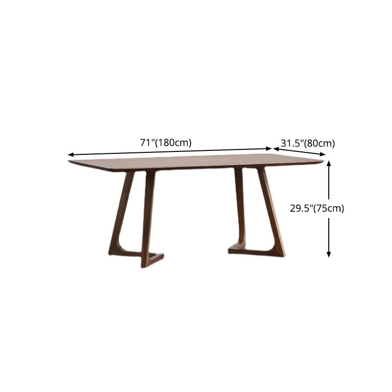 Rectangle Wood Dining Table Pine Solid Wood Table Modern with Double Pedestal Base