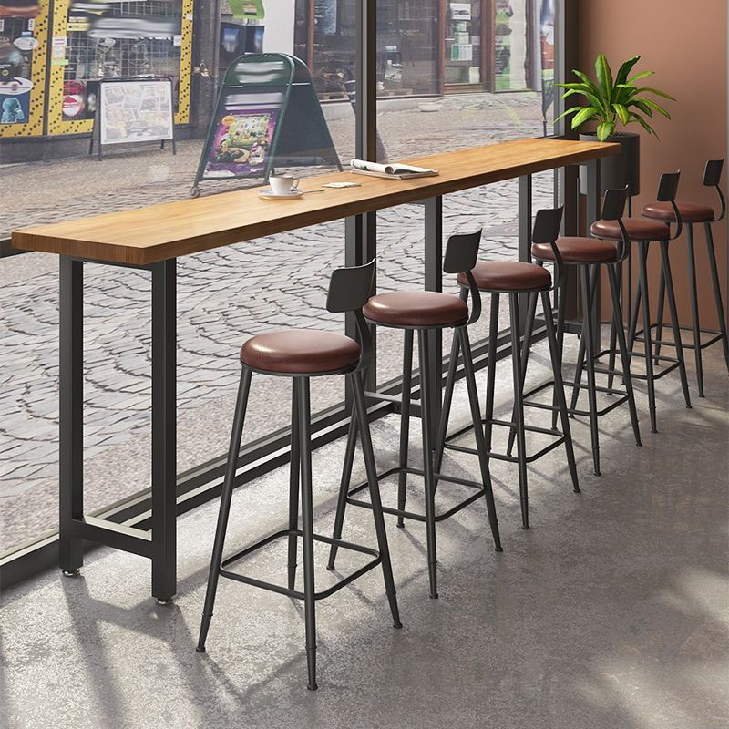 Modern 1/7 Pieces Bar Table Set Rectangle Wood Counter Table with for Milk Tea Shop