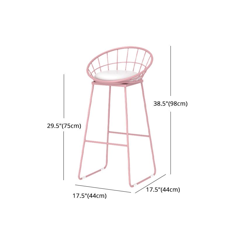 Moderner Barhocker aus Eisen mit Fußstütze, Milk Tea Shop, rosa Barhocker, 76,2 cm