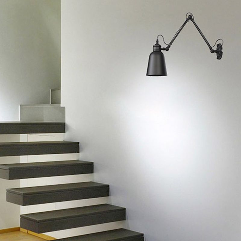 Adjustable Industrial Bell Wall Lights Metal 1-Light Wall Light Fixture