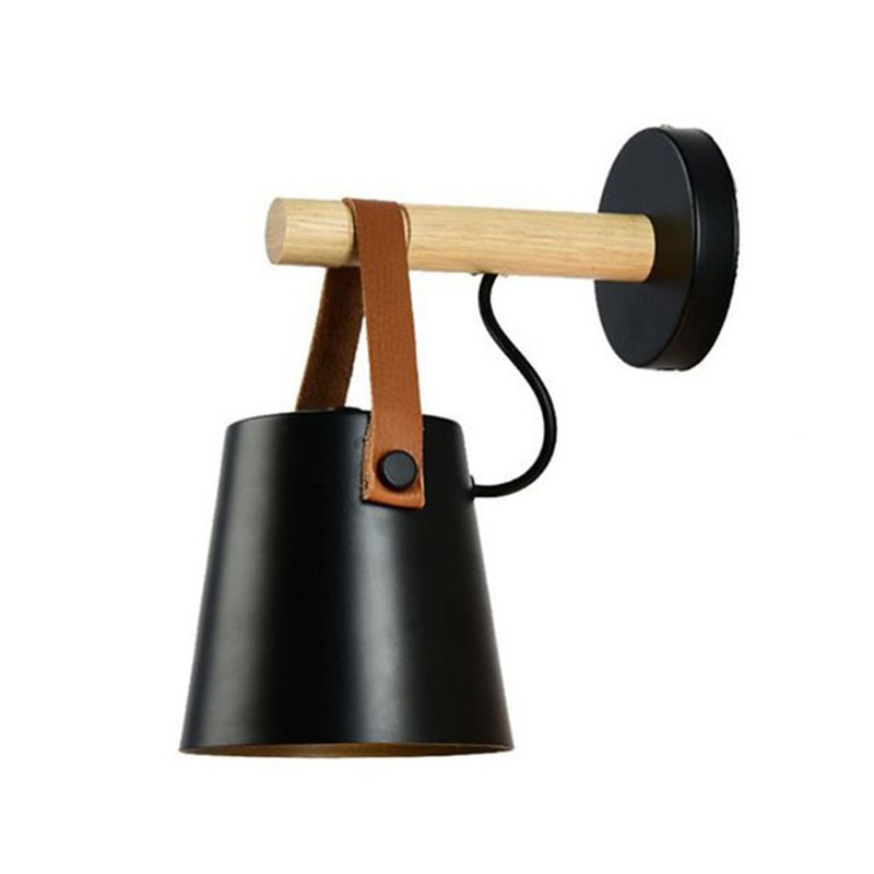 Retro Style Wood Wall Light Bowl Shape 5" Wide Wall Sconce for Living Room
