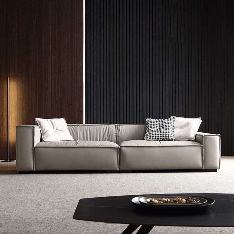 25.59" H Square Arm Modern Sofa with Tight Back Brown Sofa for Living Room