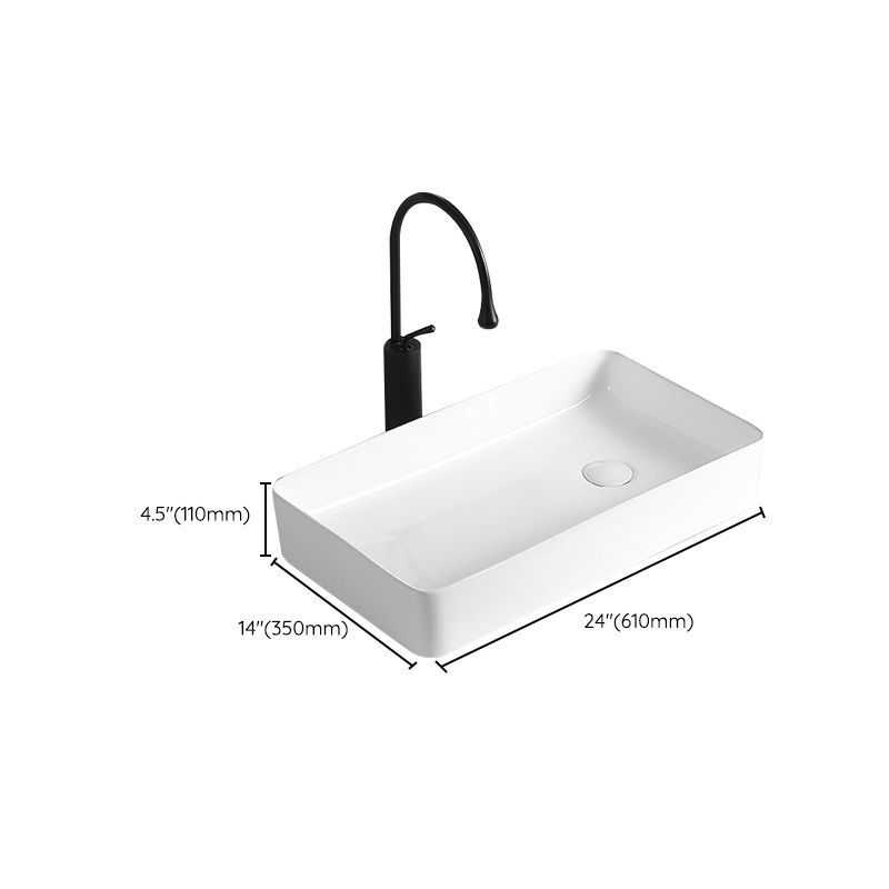 Modern Vessel Lavatory Sink Porcelain Rectangular Vessel Sink(Not Including Faucet)
