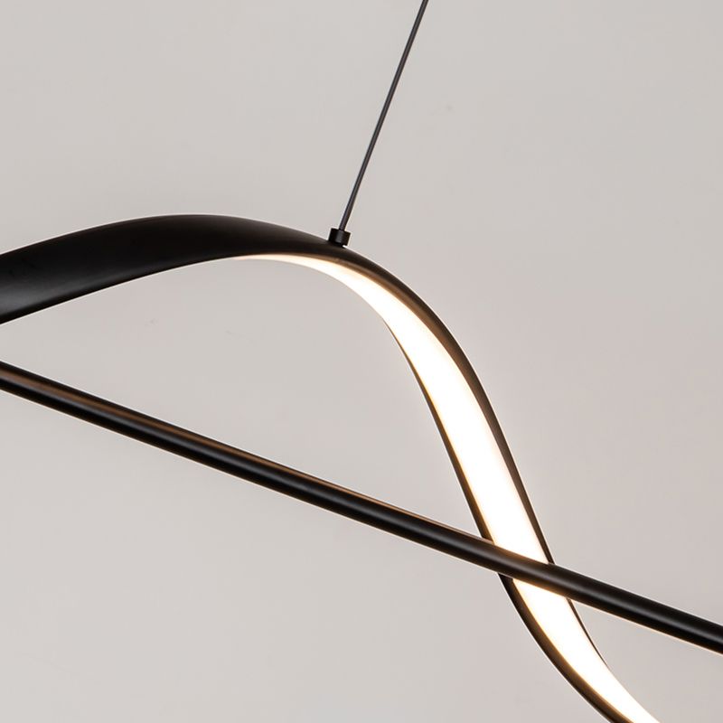 Modern LED Metal Pendant Light Linear Shape Island Light with Silicone Shade for Bedroom