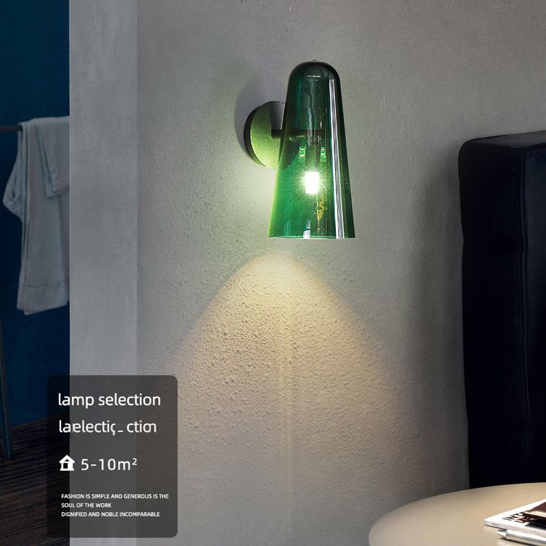 Minimalist Shaded Wall Lighting Fixture Glass Bedroom Wall Mounted Light Fixture