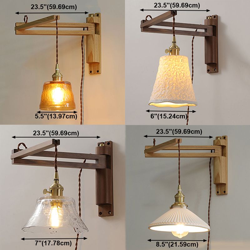 Moderner Stil Geometrischer Wandleuchten Holz 1 Lichtwandmontierte Beleuchtung