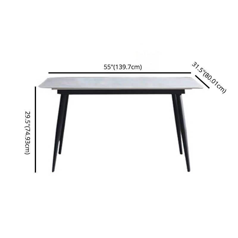 Tavolo da pranzo in pietra sinterizzato in stile glam con tavolo di altezza standard a forma di rettangolo per uso domestico