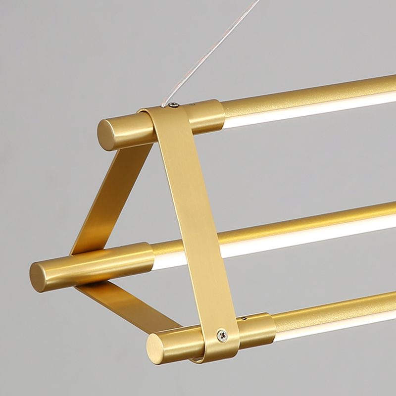 LED Linear Kitchen Island Lighting in Gold Contemporary Solid Brass Ceiling Pendant