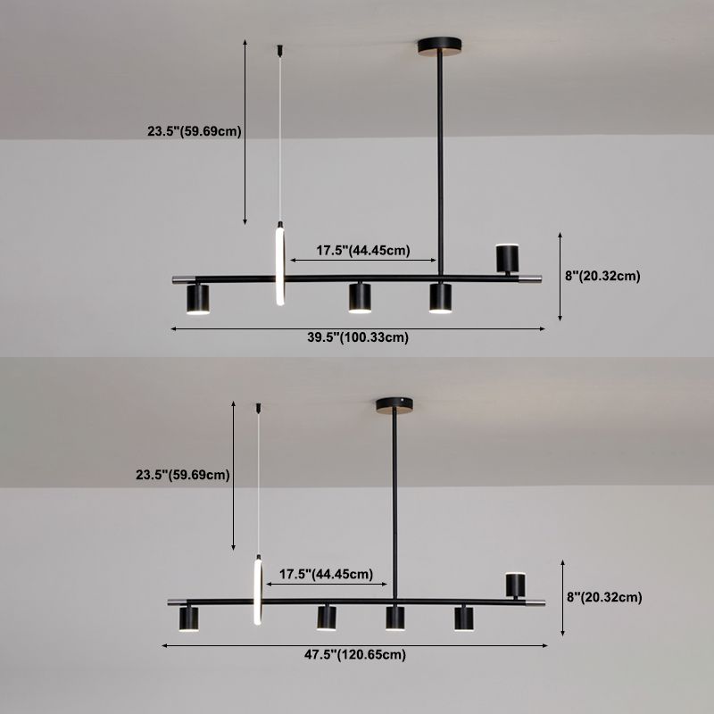 Contemporary Style Cylinder Island Lighting  Metal Island Light Fixtures