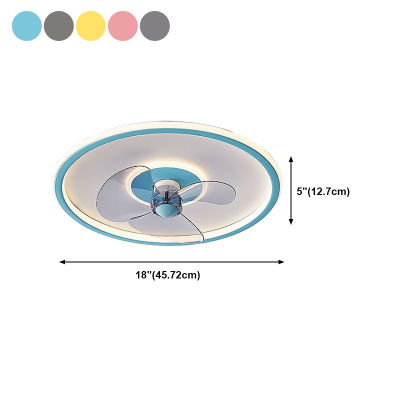 Nordic Style Metal Ceiling Fan Lamp Circle Shape Colorful Ceiling Fan Light for Bedroom