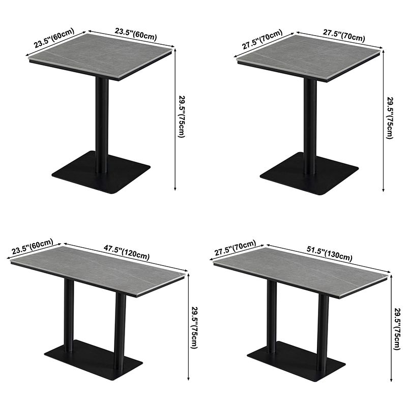 Industrial Dining Room Table Sintered Stone Table with Black Base for Home Kitchen Dinner