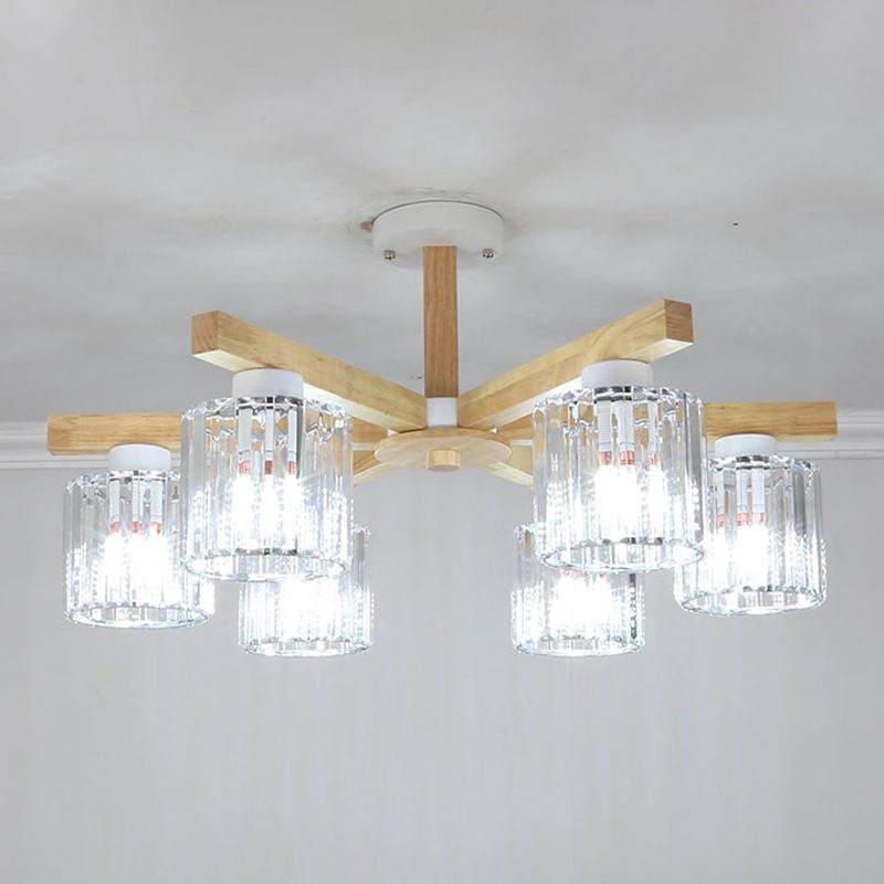 Modern Flush Light Fixtures Crystal Cylinder Flush Mount Lamp in Brown