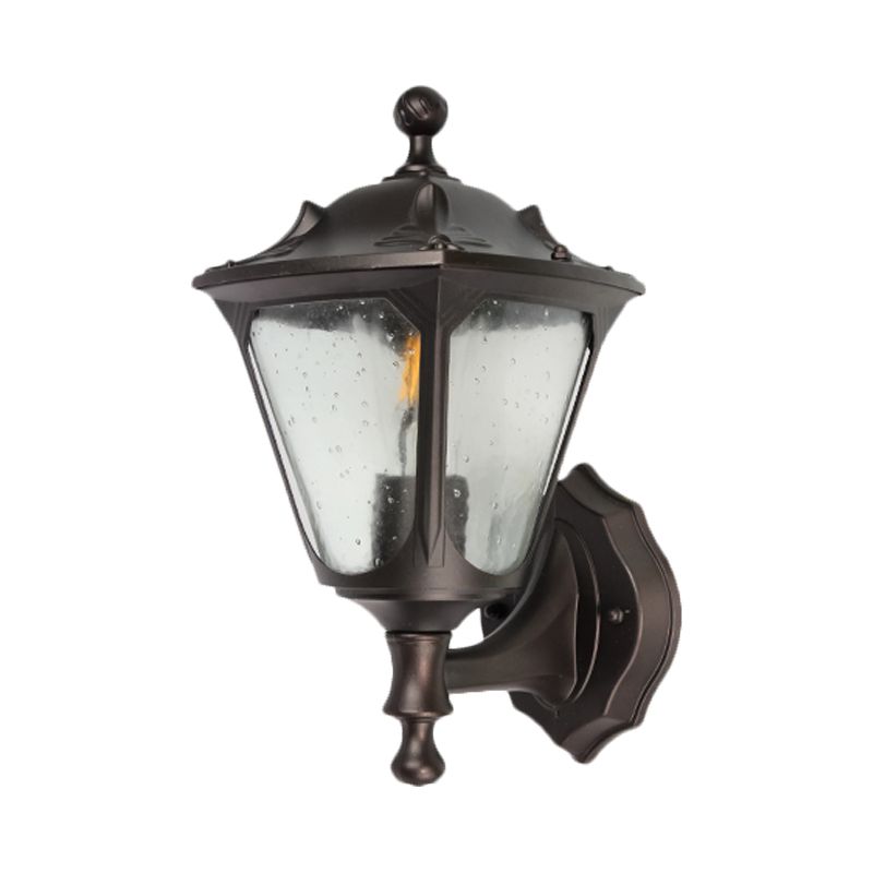 Lantaarn Buitenwandverlichting Makebestand Landelijke stijl Duidelijke bellenglas 1-Hoofd Black Surface Wall SCONCE
