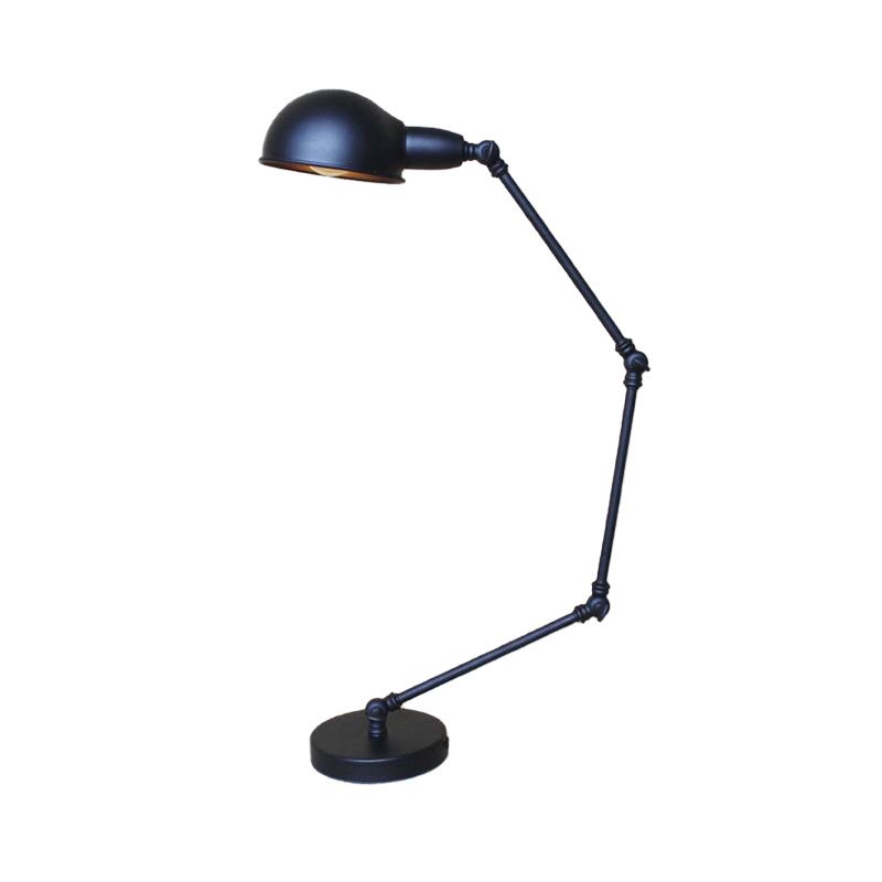 Swingarm slaapkamer taakverlichting met koepelschaduw retro stijlvol metaal 1 licht zwart/messing bureau licht