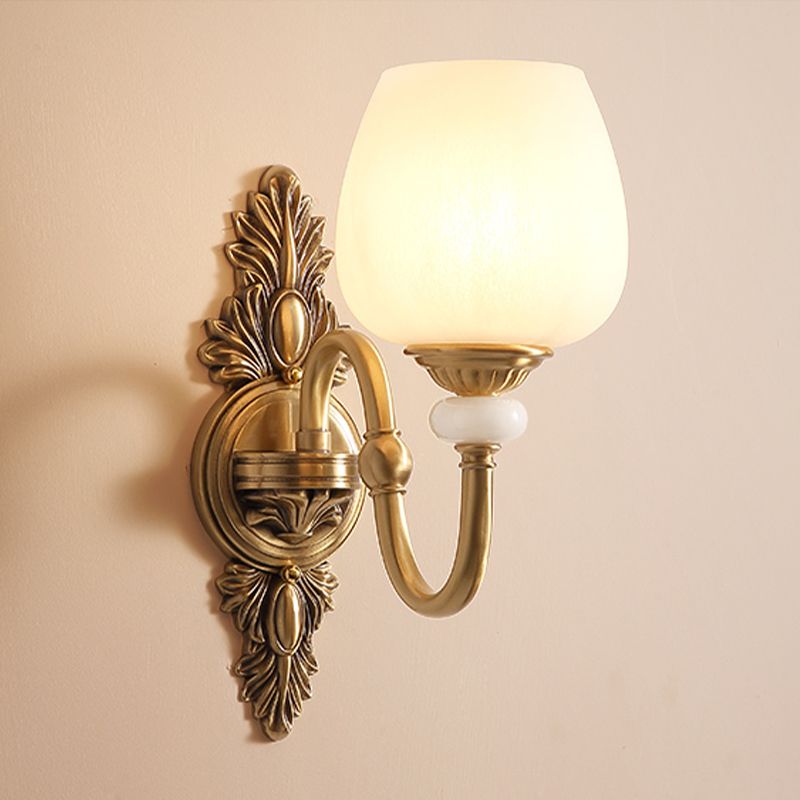 Copper Gold LED Wall Sconce in Modern Luxury Style Glass Indoor Wall Light with Jade Decoration