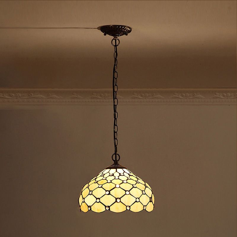 Baroque Art Glass Hanging Lamp Kit Bowl Shade Ceiling Pendant Light for Hallway