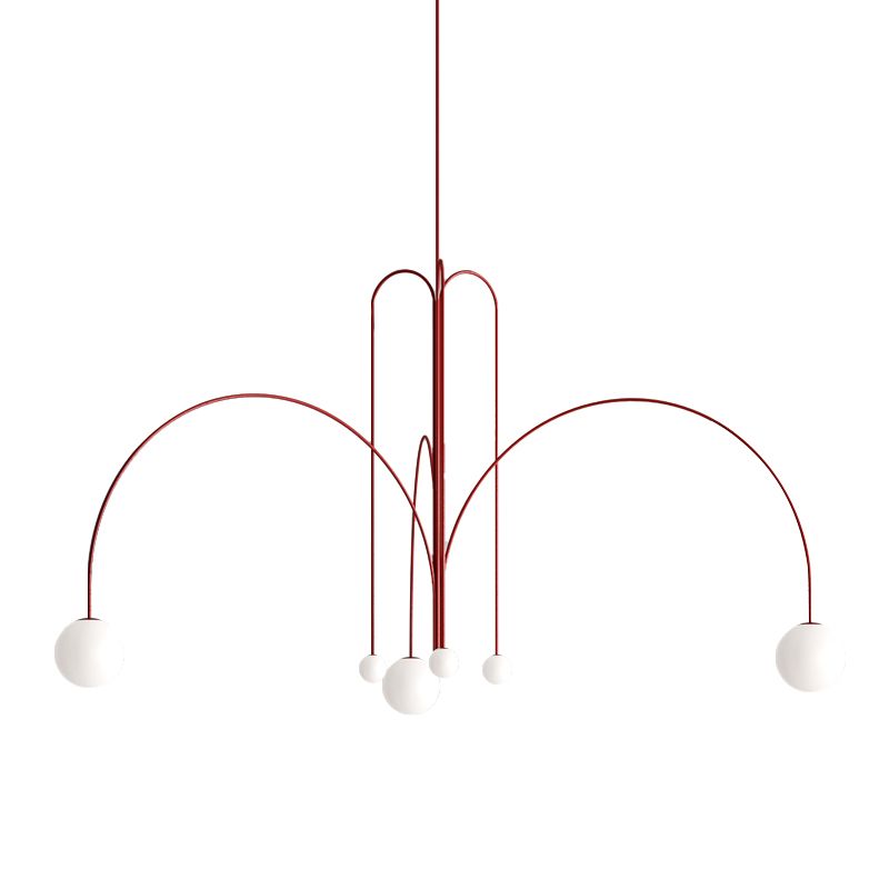 Postmodern Unique 6 Head Chandelier Lighting Fixture Red Chandelier Light for Sitting Room