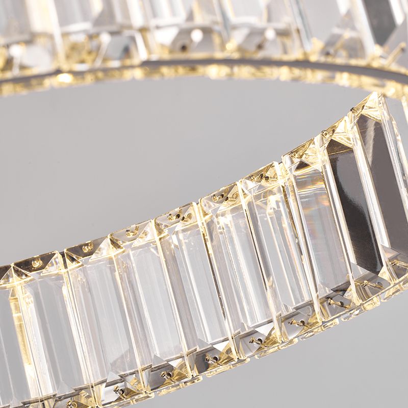 Moderno semplice lampadario a LED Crystal Circular Pendant Light per camera da letto