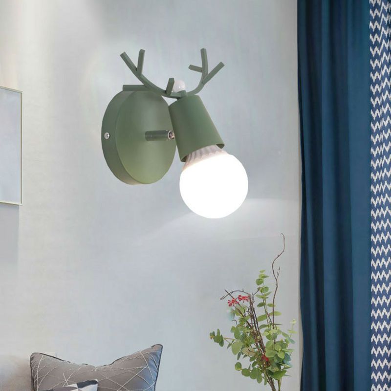 Antler Wall Mounted Reading Light Nordic Metal 1-Light Bedside Wall Lamp with Pivot Joint