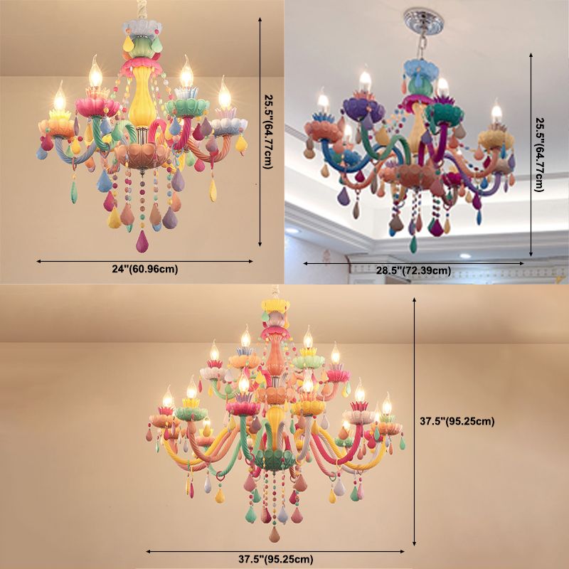 Lampada a soffitto multicolore in vetro Lampada candele in stile moderno