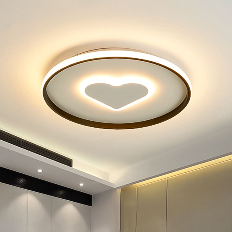 Nordic Loving Heart Unterputzleuchte, Acryl-LED-Schlafzimmer-Unterputzleuchte in Rosa/Schwarz und Weiß