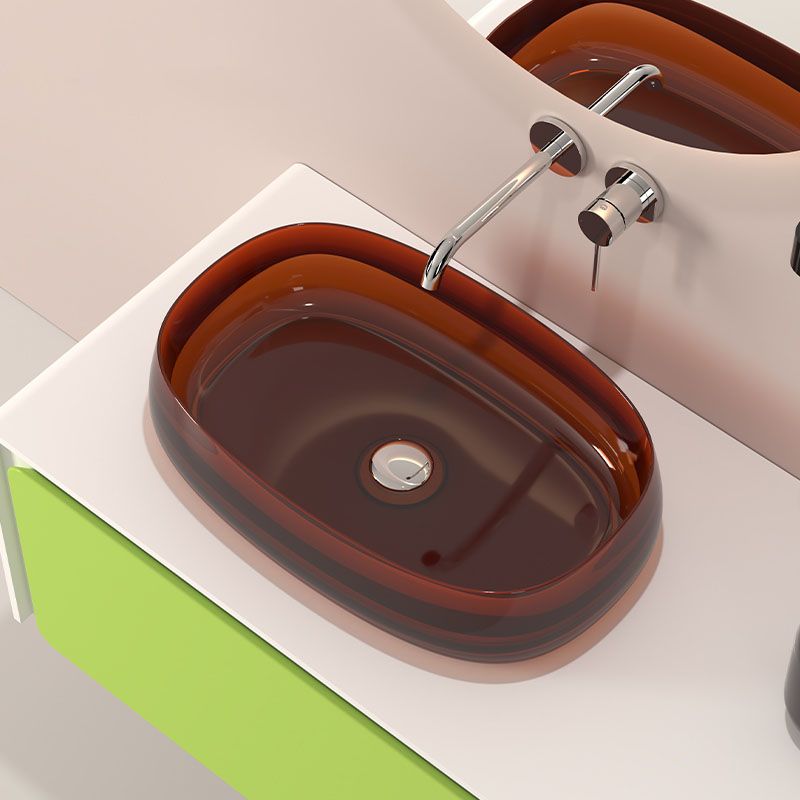 Modern Vessel Bathroom Sink Round with Pop-Up Drain Vessel Sink(Not Included Faucet)