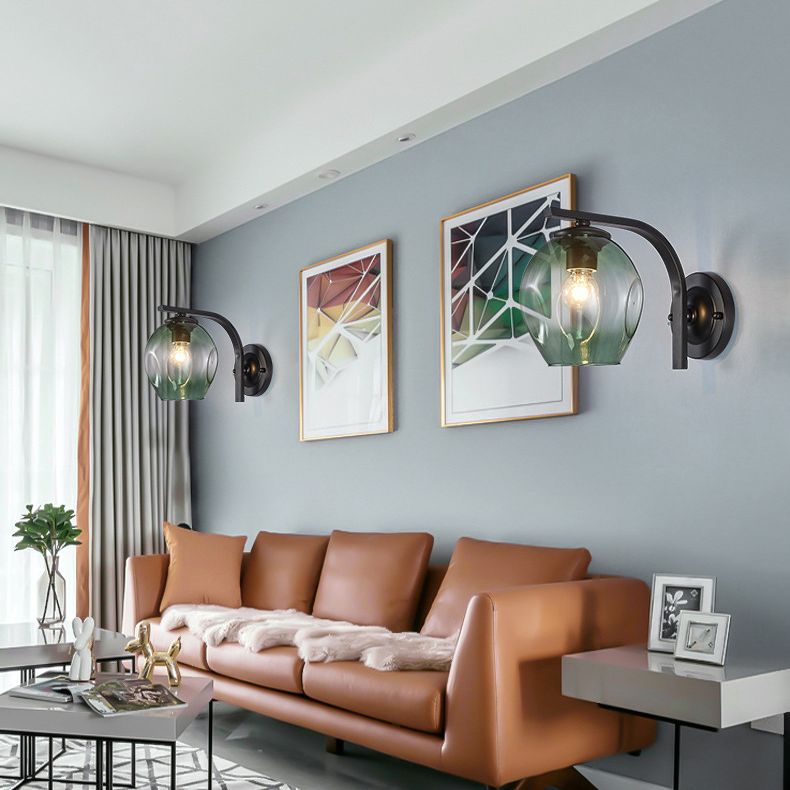 Gradient Color Concave Glass Wall Lamp 1-Light Contemporary Simplicity Style Wall Mounted Light for Hallway