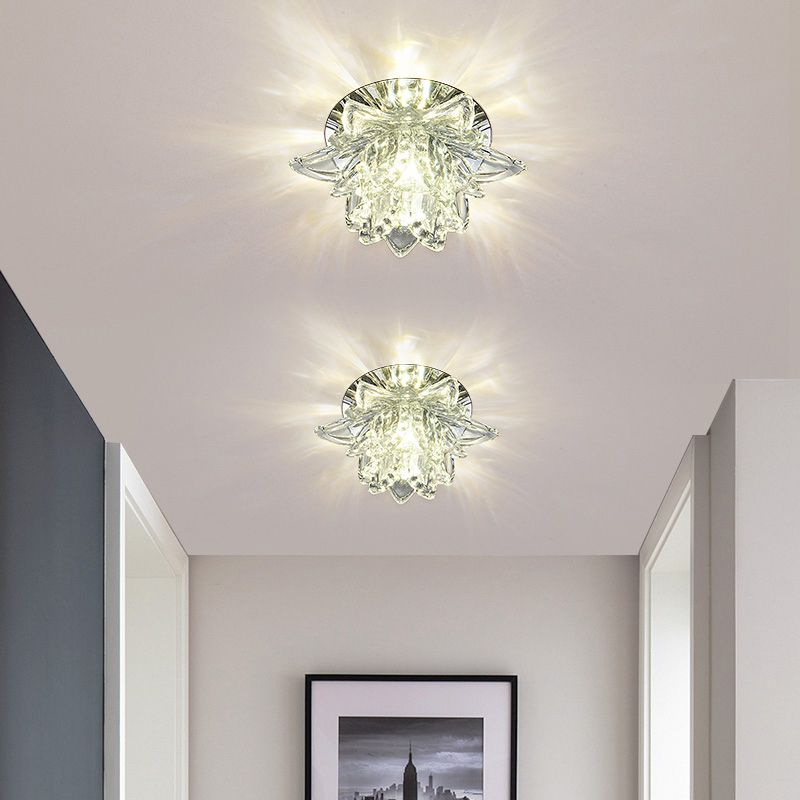 Contemporary Lotus Blossom Massimale Flush Light Clear Crystal Corridoio LED Flush Montaggio Fissaggio