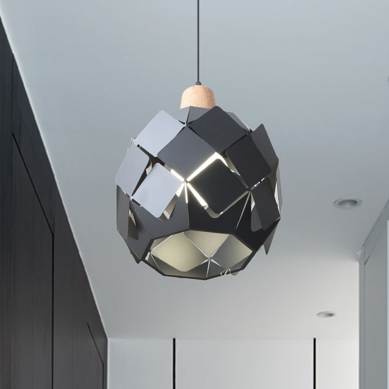 Contemporáneo 1 iluminación colgante de luz con tono de metal azul/negro/blanco lámpara colgante de globo