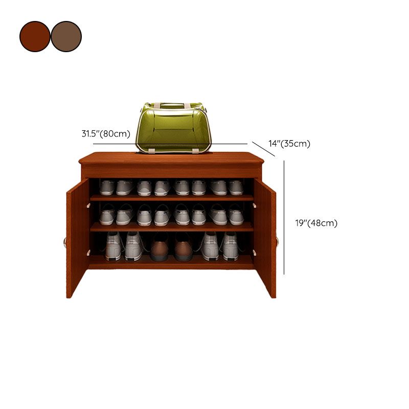 Modern Entryway Bench Wooden Seating Bench with Shoe Storage , 14" W