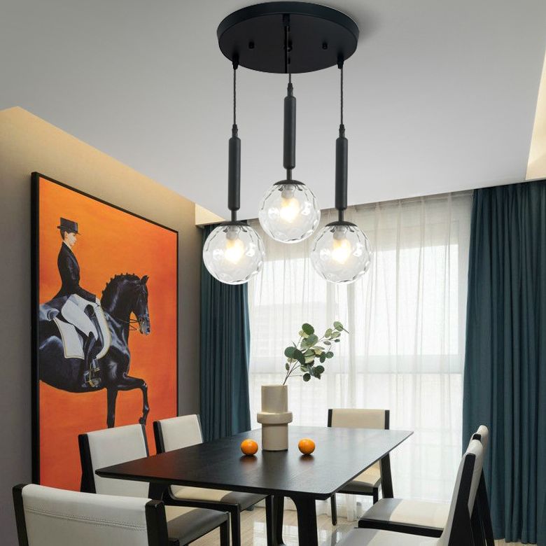 3 Lights Spherical Multi Light Pendant Creative Modern Glass Pendant for Clothing Store