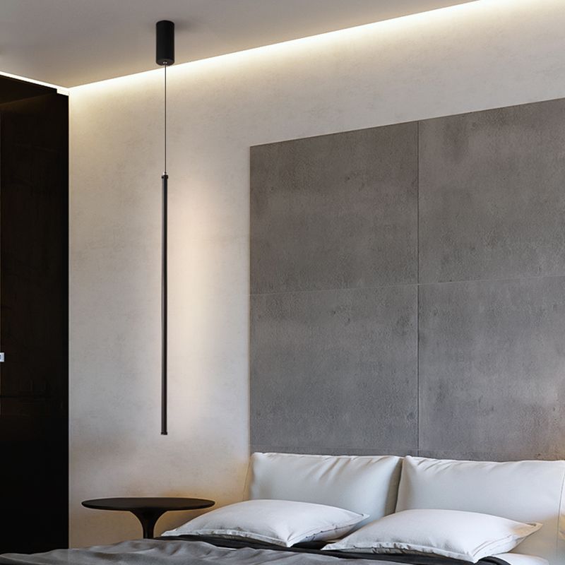 1 leichte lineare hängende Anhänger moderne Metallhängung in Schwarz für Schlafzimmer