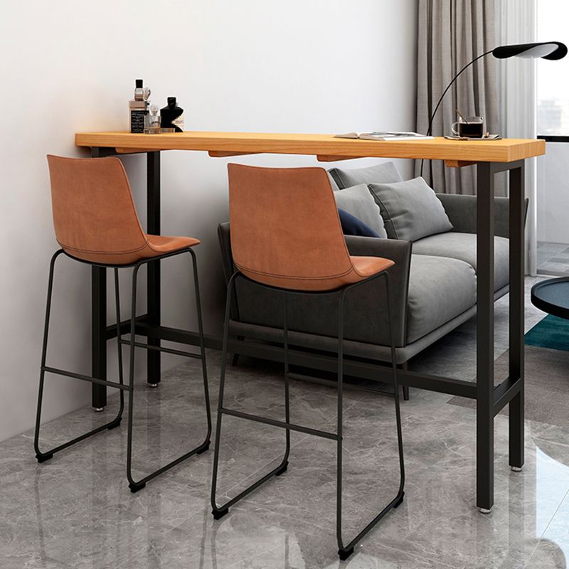 Footrest Outdoor Cocktail Bar Table Industrial Wood Rectangle Counter Table