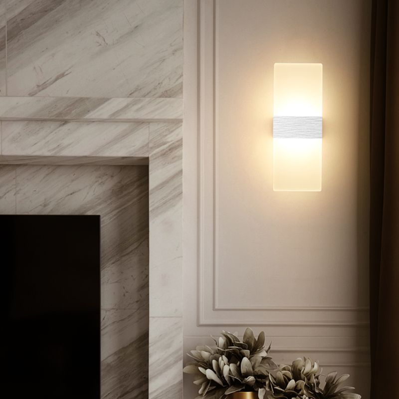 Lampada da parete per tonalità rettangolare in alluminio modernista Light Sconce a 1 luce per camera da letto