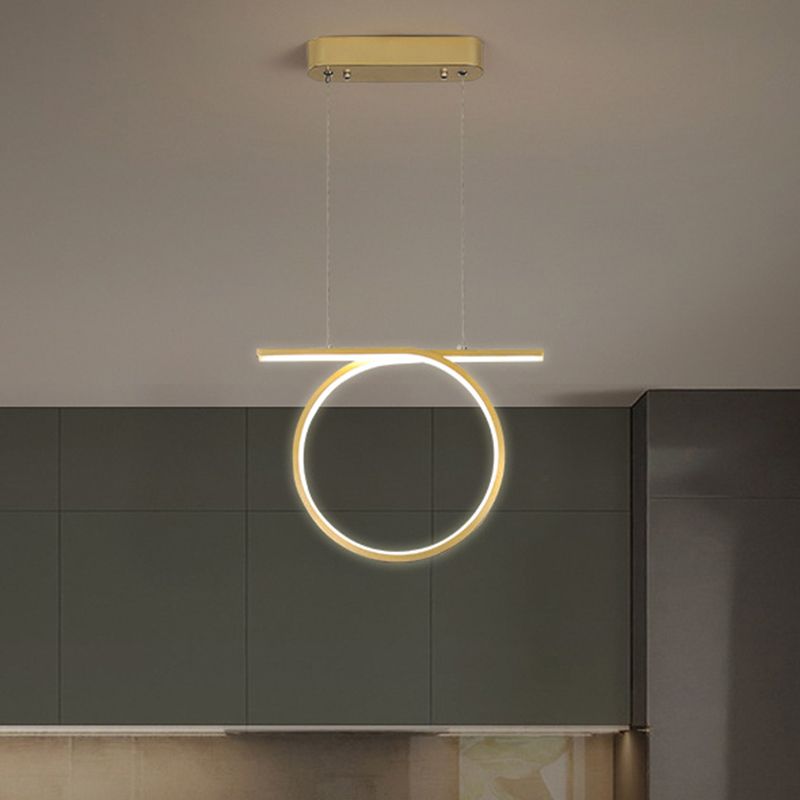 Ring Hanging Light Nordic Style Metallic LED Gold Suspension Lighting for Dining Hall