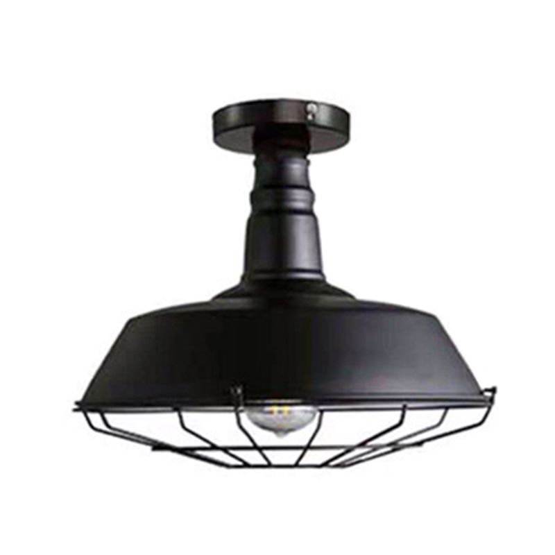 Metal Industrial Semi Flush Mount Ceiling Fixture 1 Light Barn Semi Flush Ceiling Lights for Hall And Foyer